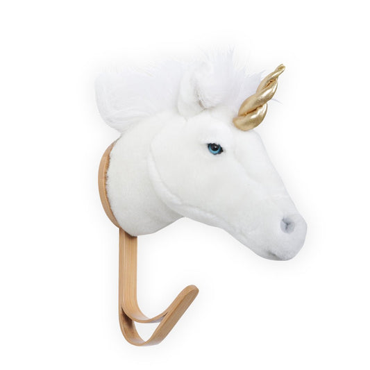 Cabide De Parede Cabeça Pequena De Peluche Unicórnio Branco Em Caixa - This Little Room