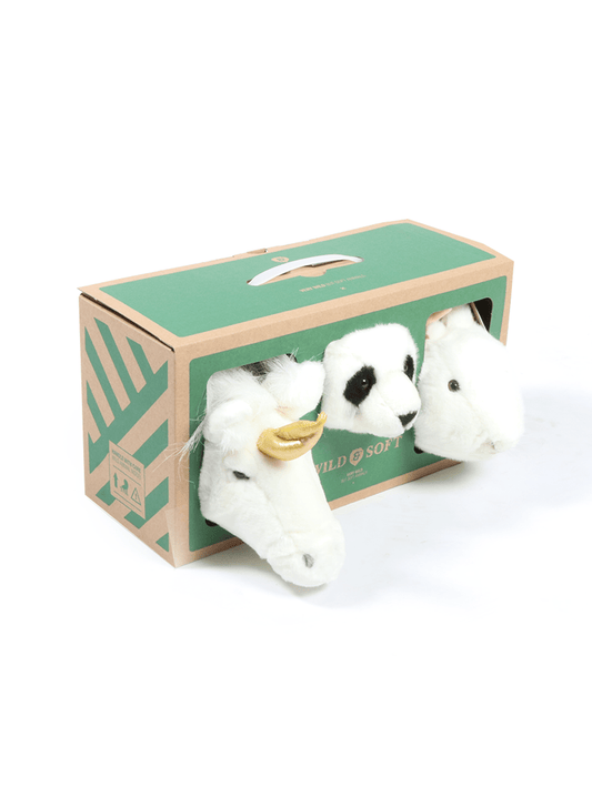 Caixa Adorável: Conjunto De 3 Cabeças De Peluche (Unicórnio, Panda, Coelho) - This Little Room