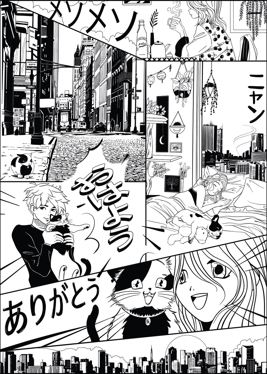 O Mundo do Manga, mural de parede L200 x H280 cm
