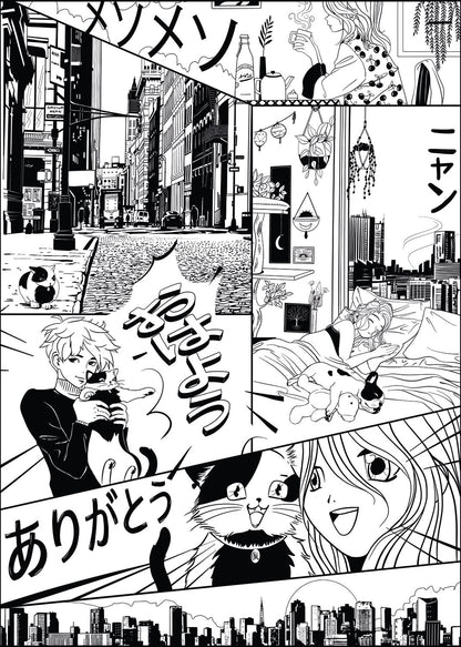 O Mundo do Manga, mural de parede L200 x H280 cm