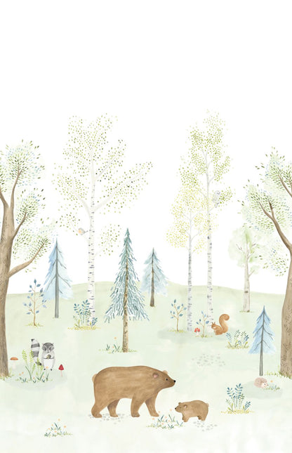 A Floresta Encantada com Urso, mural de parede L200 x H310 cm
