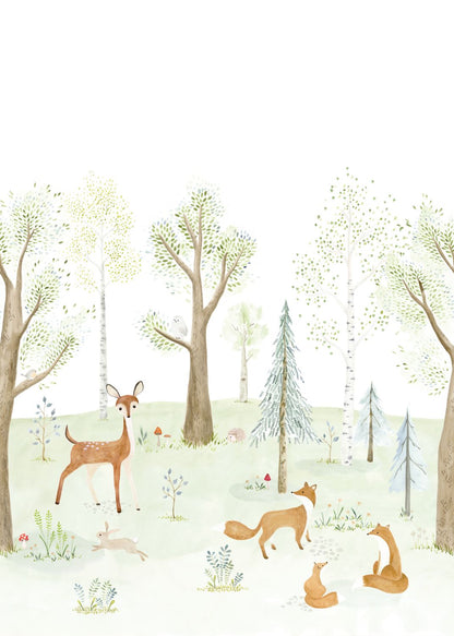 A Floresta Encantada com o Veado, mural de parede L200 x H280 cm