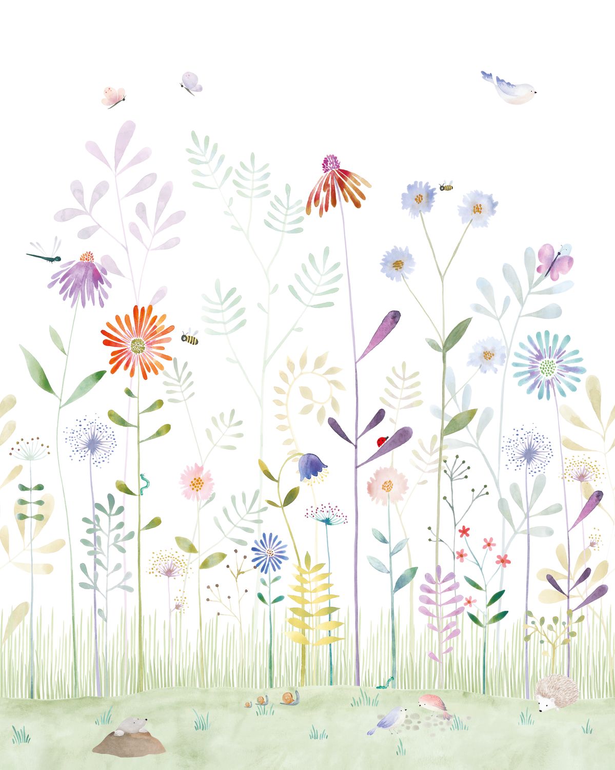 O Pequeno Mundo do Jardim com o Caracol, mural de parede L200 x H250 cm