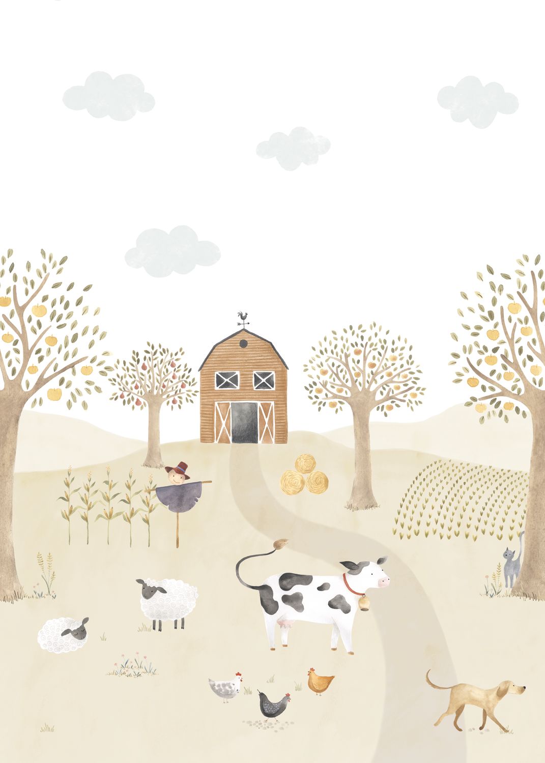 As Aventuras na Quinta com Vaca, mural de parede L200 x H280 cm