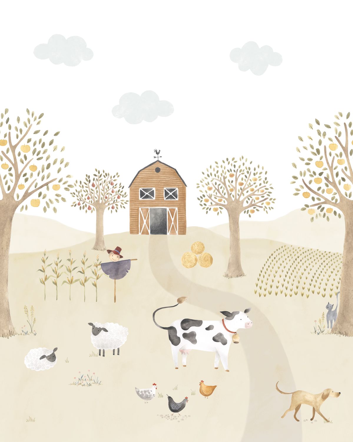 As Aventuras na Quinta com Vaca, mural de parede L200 x H250 cm