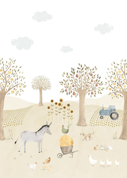 As Aventuras na Quinta com Burro, mural de parede L200 x H280 cm