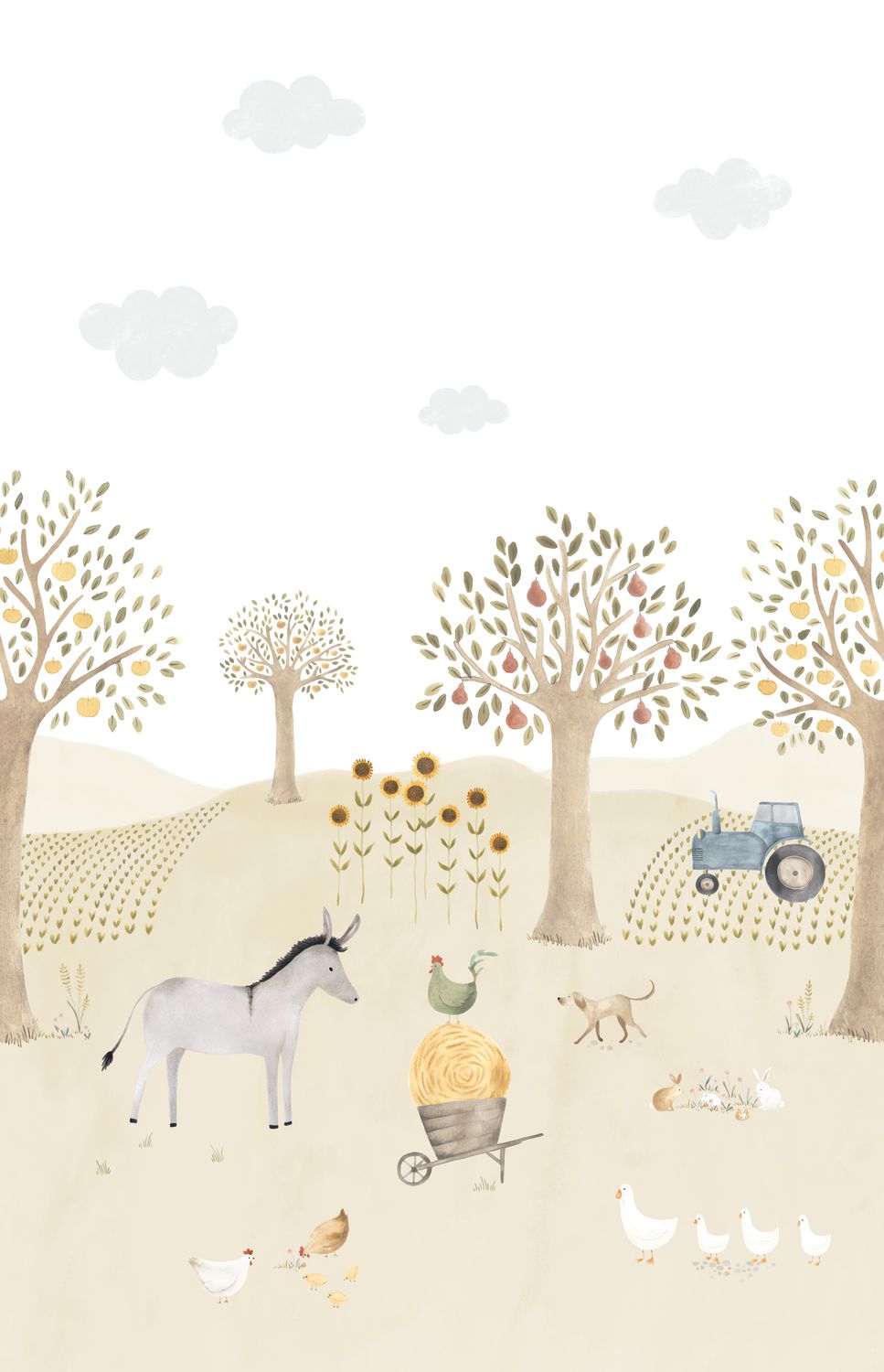 As Aventuras na Quinta com Burro, mural de parede L200 x H310 cm