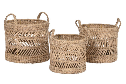 Conjunto de 3 Cestos em Fibra Natural