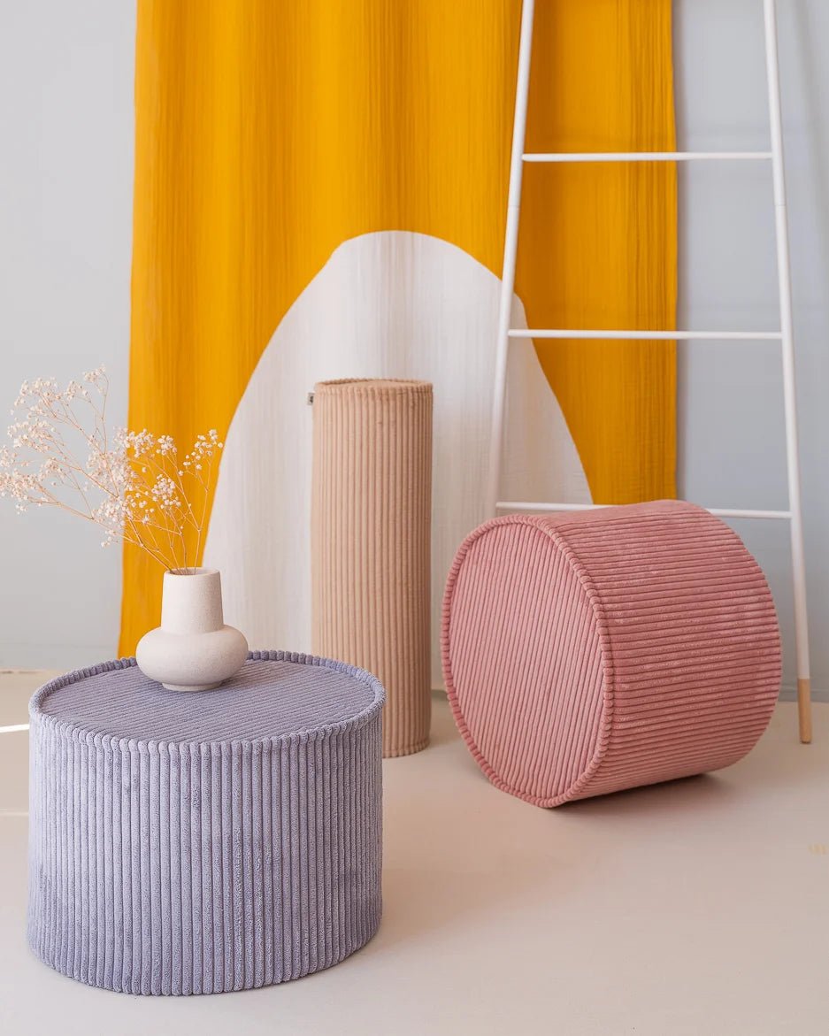 Pufe Cilindro em Bombazine - This Little Room