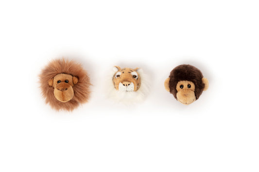 Caixa Selva: Conjunto De 3 Cabeças Pequenas (Orangotango, Tigre, Macaco) - This Little Room