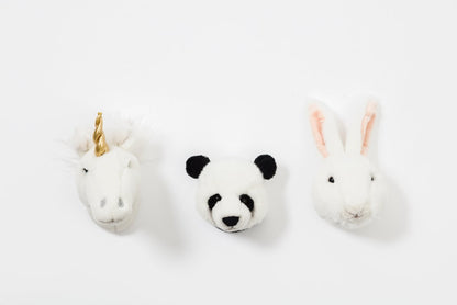 Caixa Adorável: Conjunto De 3 Cabeças De Peluche (Unicórnio, Panda, Coelho) - This Little Room