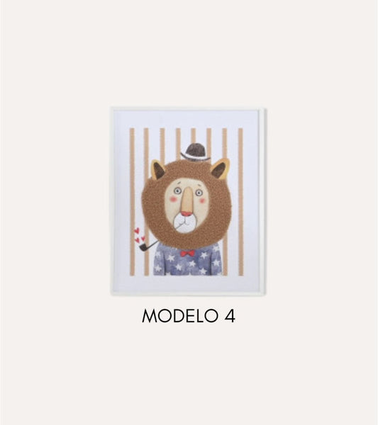 Quadro Infantil de Animais Leão